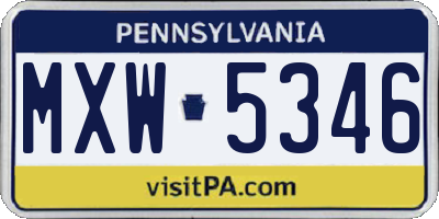 PA license plate MXW5346