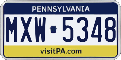 PA license plate MXW5348
