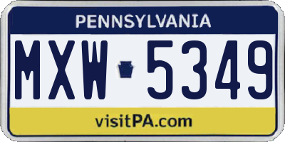 PA license plate MXW5349