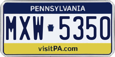 PA license plate MXW5350