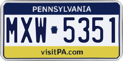 PA license plate MXW5351