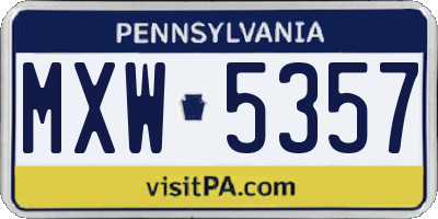 PA license plate MXW5357