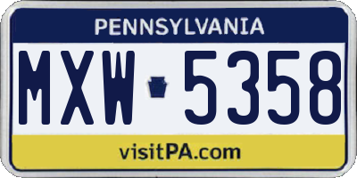 PA license plate MXW5358
