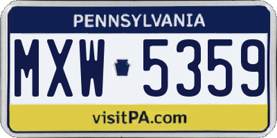 PA license plate MXW5359