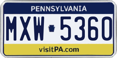 PA license plate MXW5360