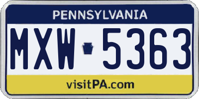 PA license plate MXW5363