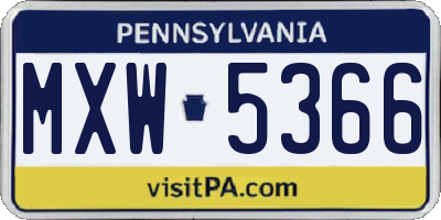 PA license plate MXW5366