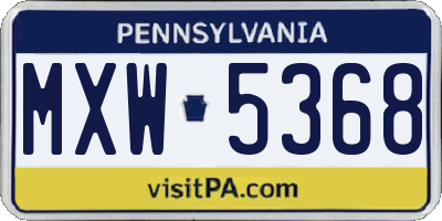 PA license plate MXW5368