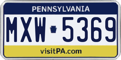PA license plate MXW5369