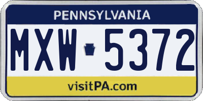 PA license plate MXW5372