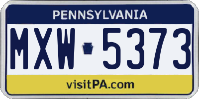 PA license plate MXW5373
