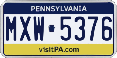 PA license plate MXW5376
