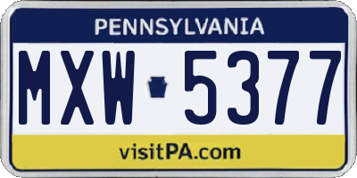 PA license plate MXW5377