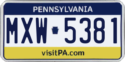 PA license plate MXW5381