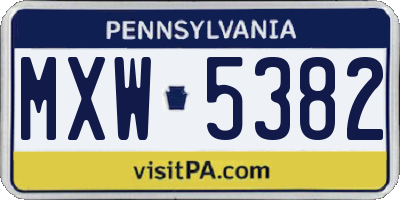 PA license plate MXW5382