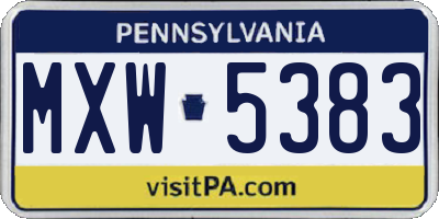PA license plate MXW5383