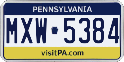 PA license plate MXW5384