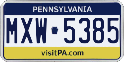 PA license plate MXW5385