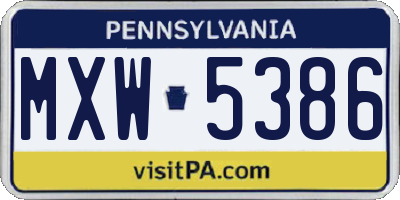 PA license plate MXW5386