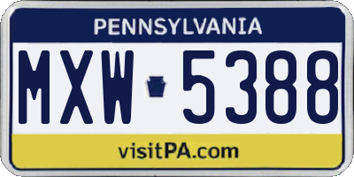 PA license plate MXW5388