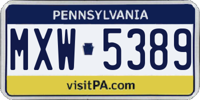 PA license plate MXW5389