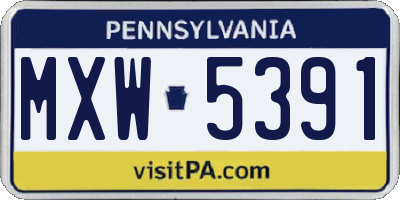 PA license plate MXW5391