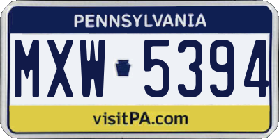 PA license plate MXW5394