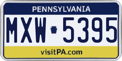 PA license plate MXW5395