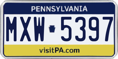 PA license plate MXW5397