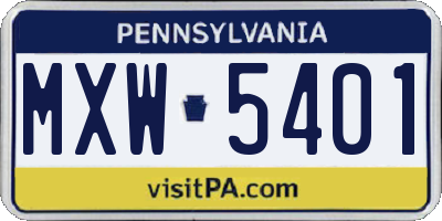PA license plate MXW5401