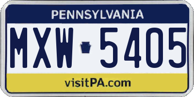 PA license plate MXW5405
