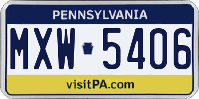 PA license plate MXW5406