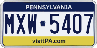 PA license plate MXW5407