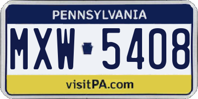 PA license plate MXW5408