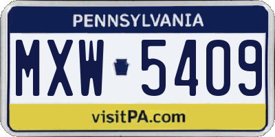 PA license plate MXW5409