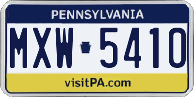 PA license plate MXW5410