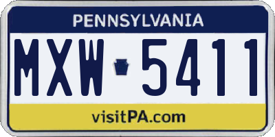 PA license plate MXW5411