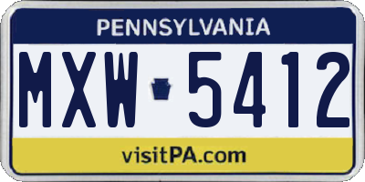 PA license plate MXW5412