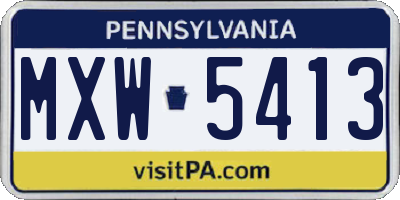 PA license plate MXW5413
