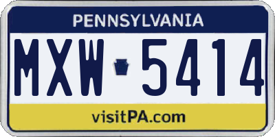 PA license plate MXW5414