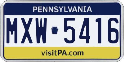 PA license plate MXW5416
