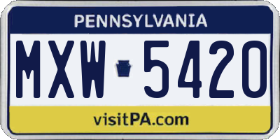 PA license plate MXW5420