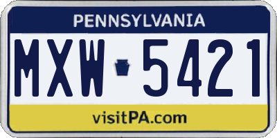 PA license plate MXW5421