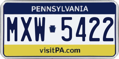 PA license plate MXW5422