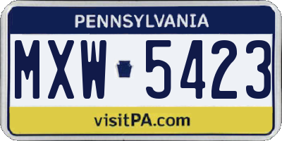 PA license plate MXW5423