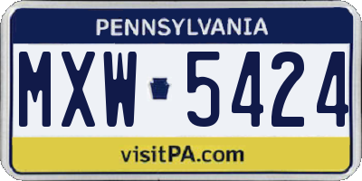 PA license plate MXW5424