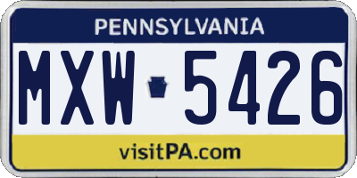 PA license plate MXW5426