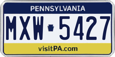 PA license plate MXW5427