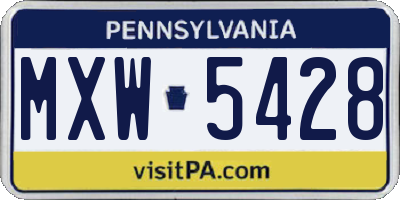 PA license plate MXW5428