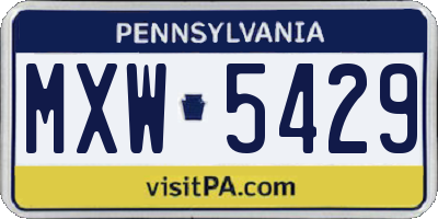 PA license plate MXW5429